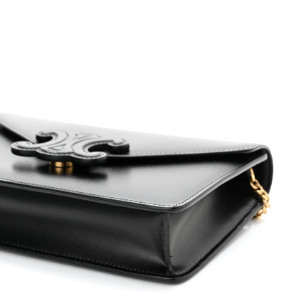 Celine Shiny Calfskin Cuir Triomphe Wallet on Chain Black 10 of 10