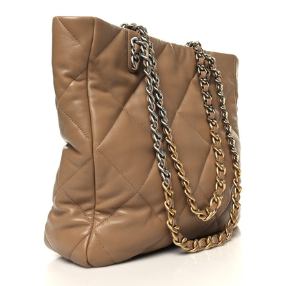 Chanel Lambskin Quilted Chanel 19 Shopping Bag Beige 3 of 10