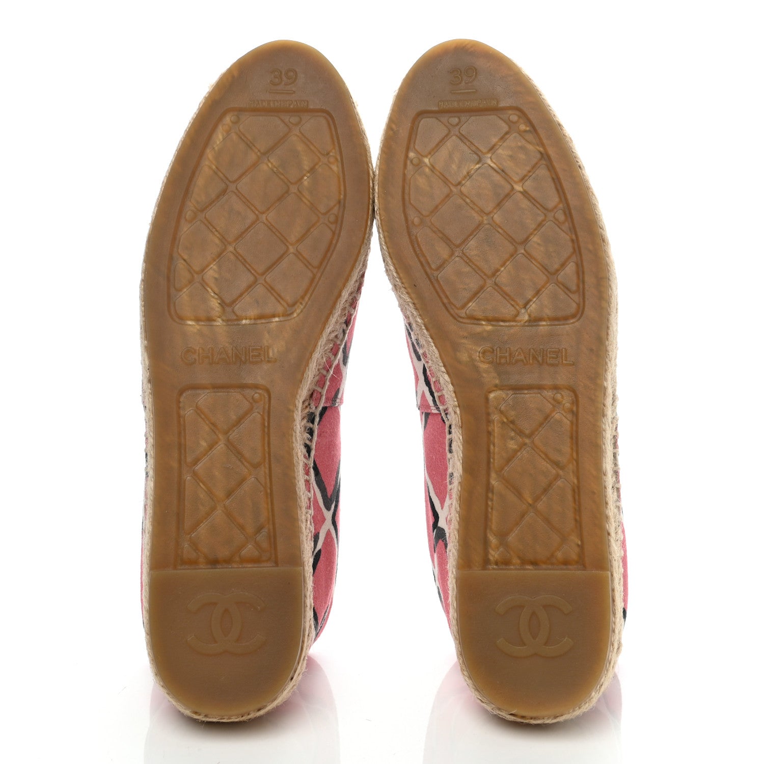 Chanel Printed Canvas Grosgrain Espadrilles 39 Pink Black 5 of 9