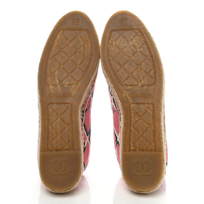 Chanel Printed Canvas Grosgrain Espadrilles 39 Pink Black 5 of 9