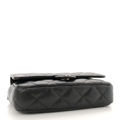 Chanel Caviar Quilted Flap Phone Holder With Chain Black 4 of 14