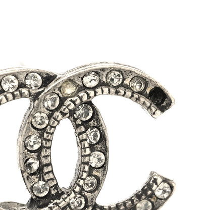 Chanel Crystal Royal Flush CC Stud Earrings Silver 5 of 5