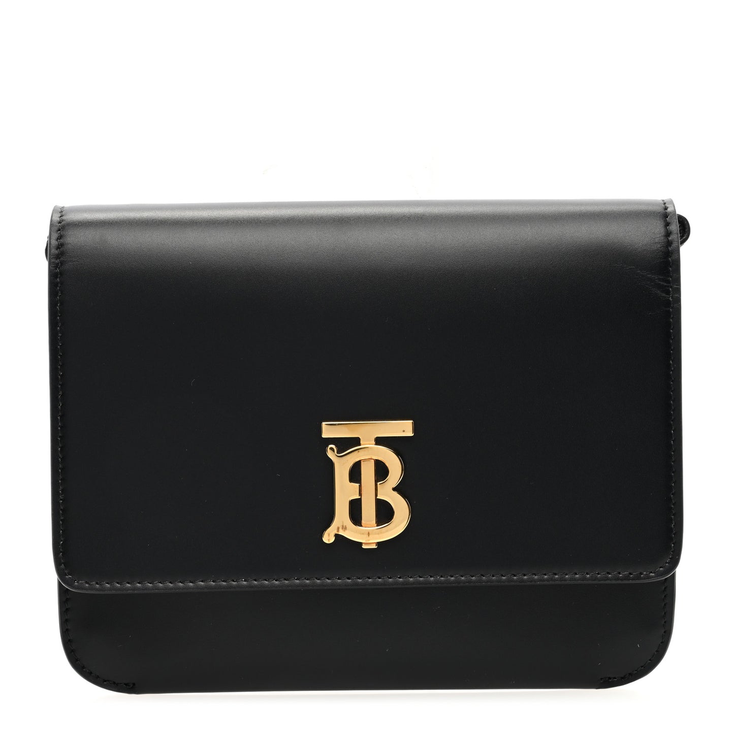 Calfskin Monogram TB Mini Flat Crossbody Bag Black
