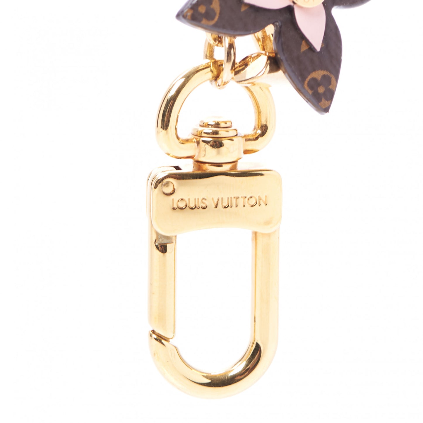 Brass Monogram Blooming Flowers Bag Charm Key Holder Rose Ballerine