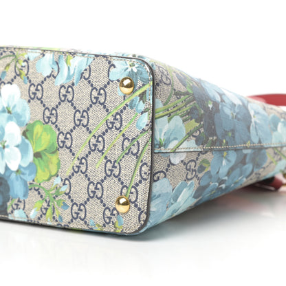 Gucci GG Supreme Monogram Blooms Medium Zip Top Tote Beige Blue Navy Hibiscus Red 10 of 10