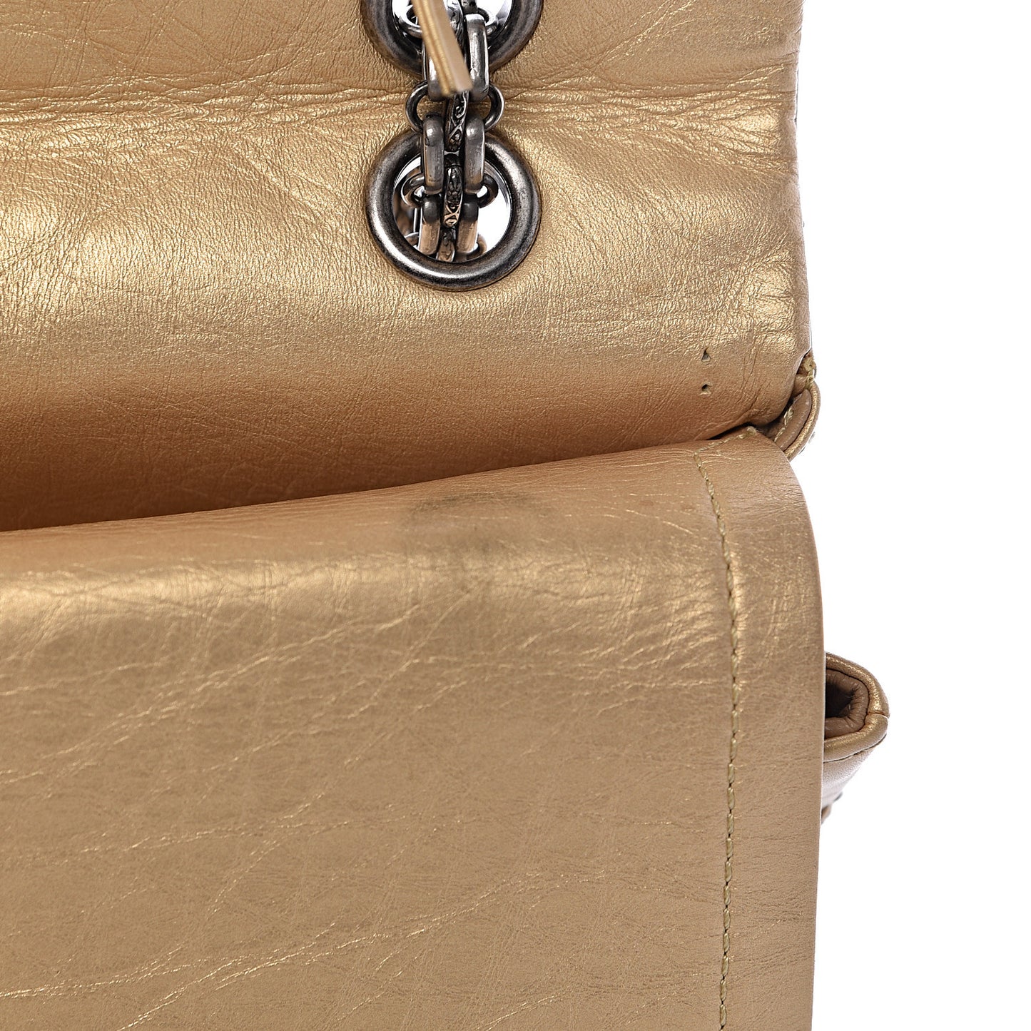 Metallic Aged Calfskin Quilted 2.55 Reissue 227 Flap Gold