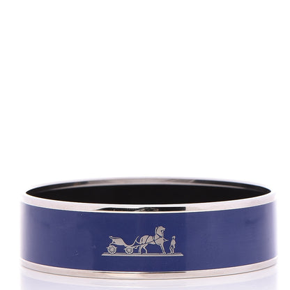 Hermes Enamel Printed Wide Caleche Bracelet 62 Bleu 1 of 6