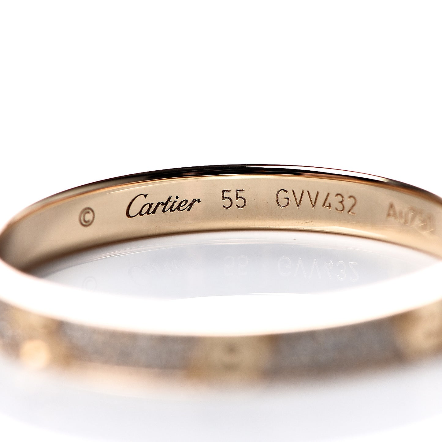 18K Yellow Gold Diamond 2.6mm LOVE Paved Band Ring 55 7.25