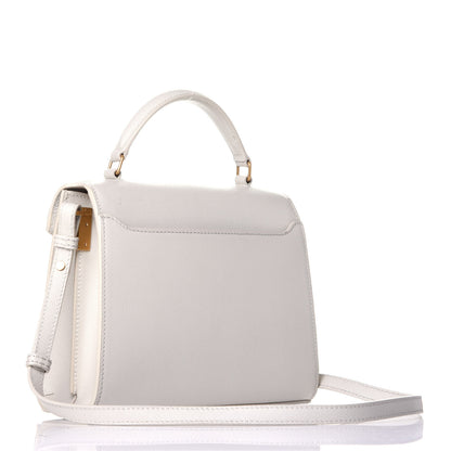 Saint Laurent Grain de Poudre Mini Classic Monogram Cassandra Top Handle Crema Soft Rouge Legion 3 of 8