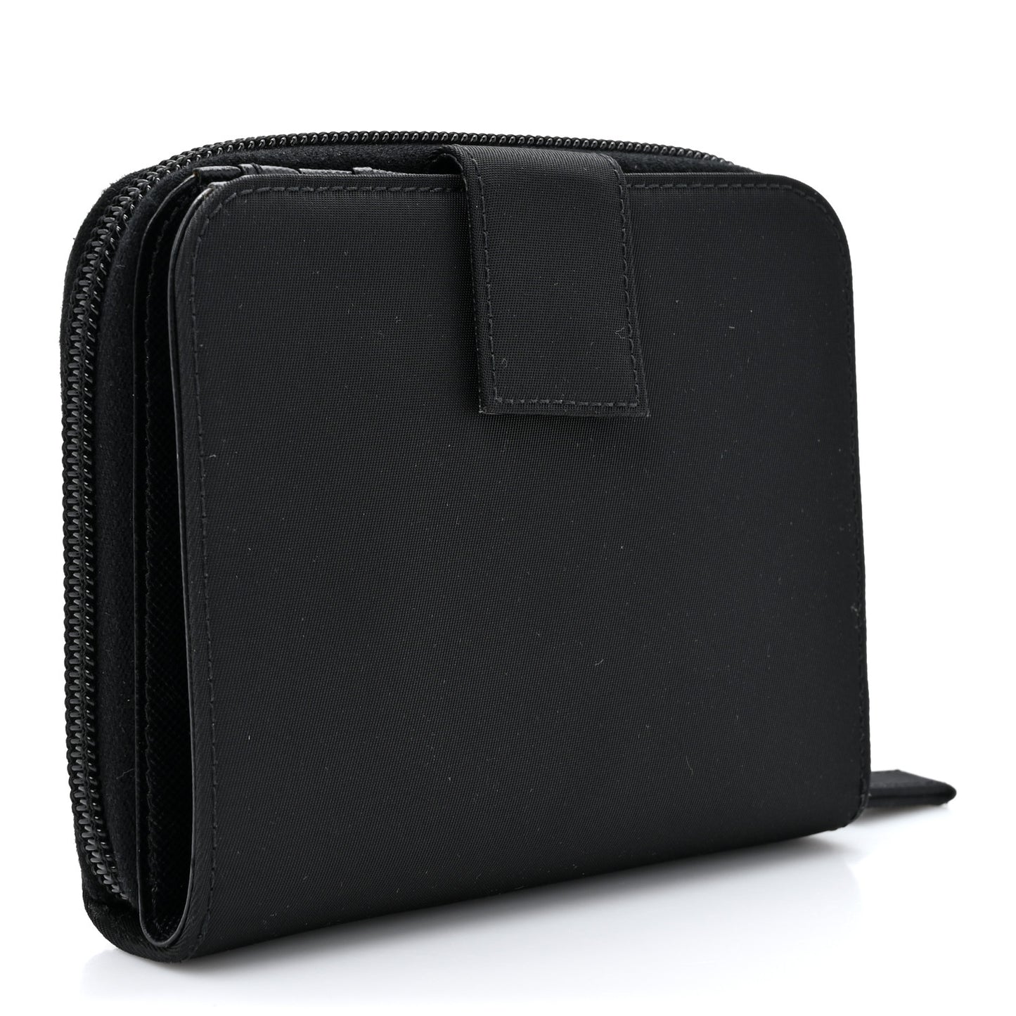 Tessuto Nylon Compact Zip Around Wallet Black