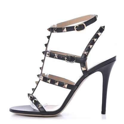 Valentino Garavani Nappa Rockstud Gladiator 105mm Sandals 37.5 Black 1 of 8