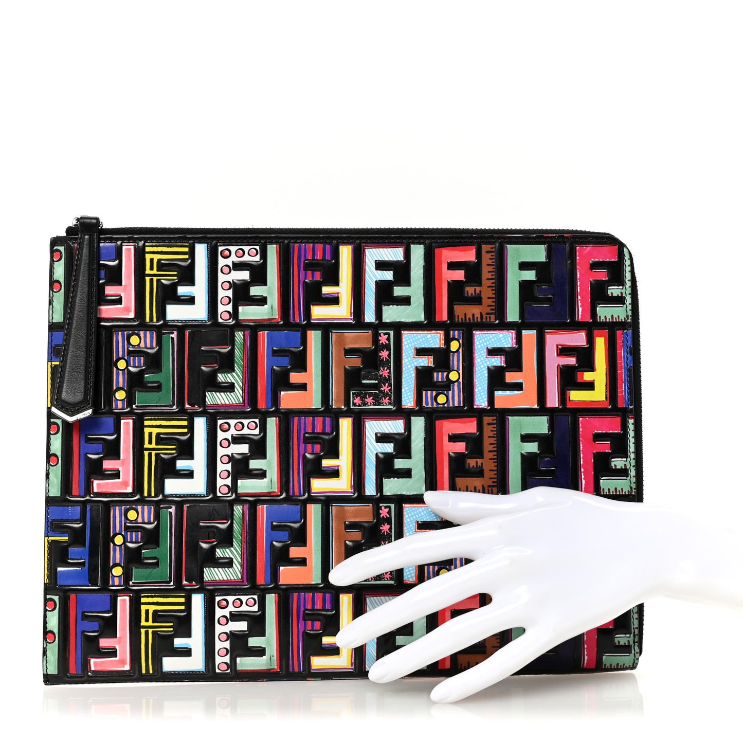 Vitello Liberty Fun Fair Embossed Flat Pouch Black Multicolor