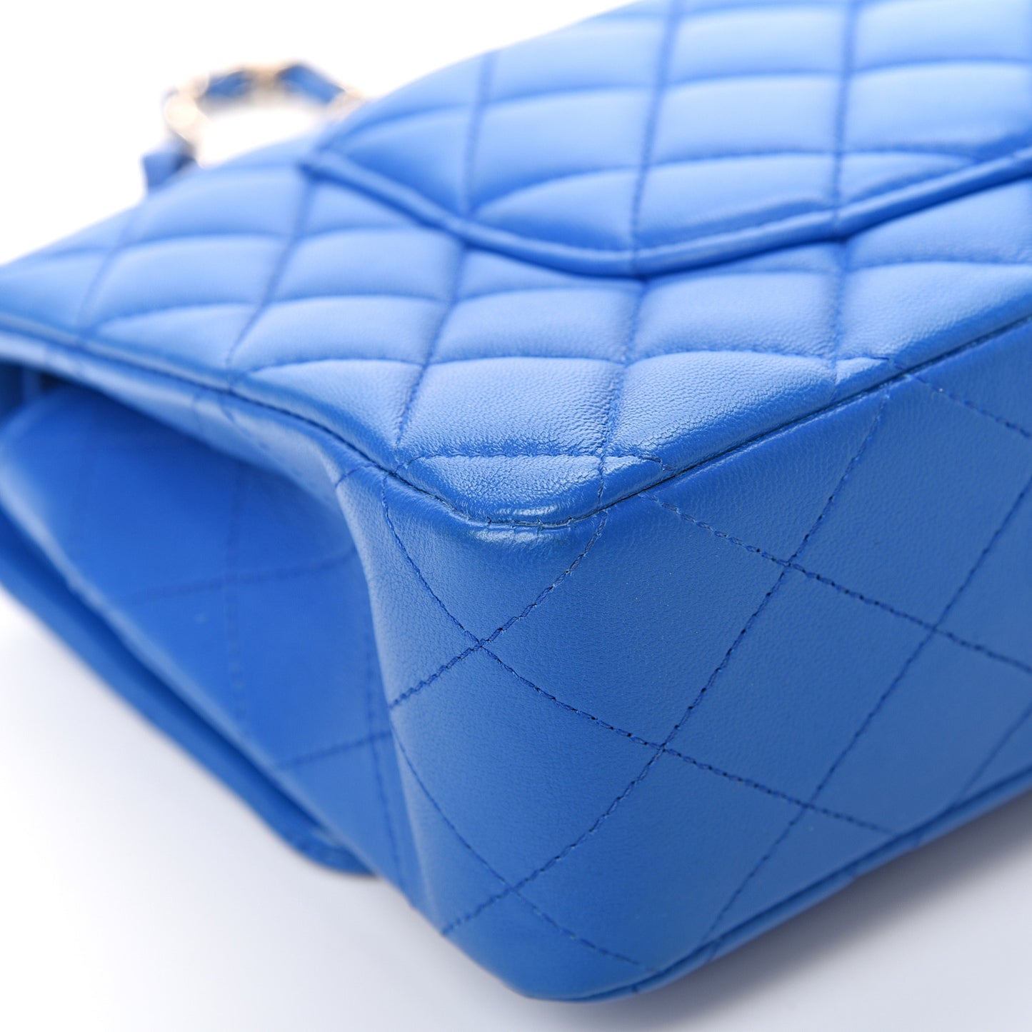 Lambskin Quilted Medium Double Flap Blue