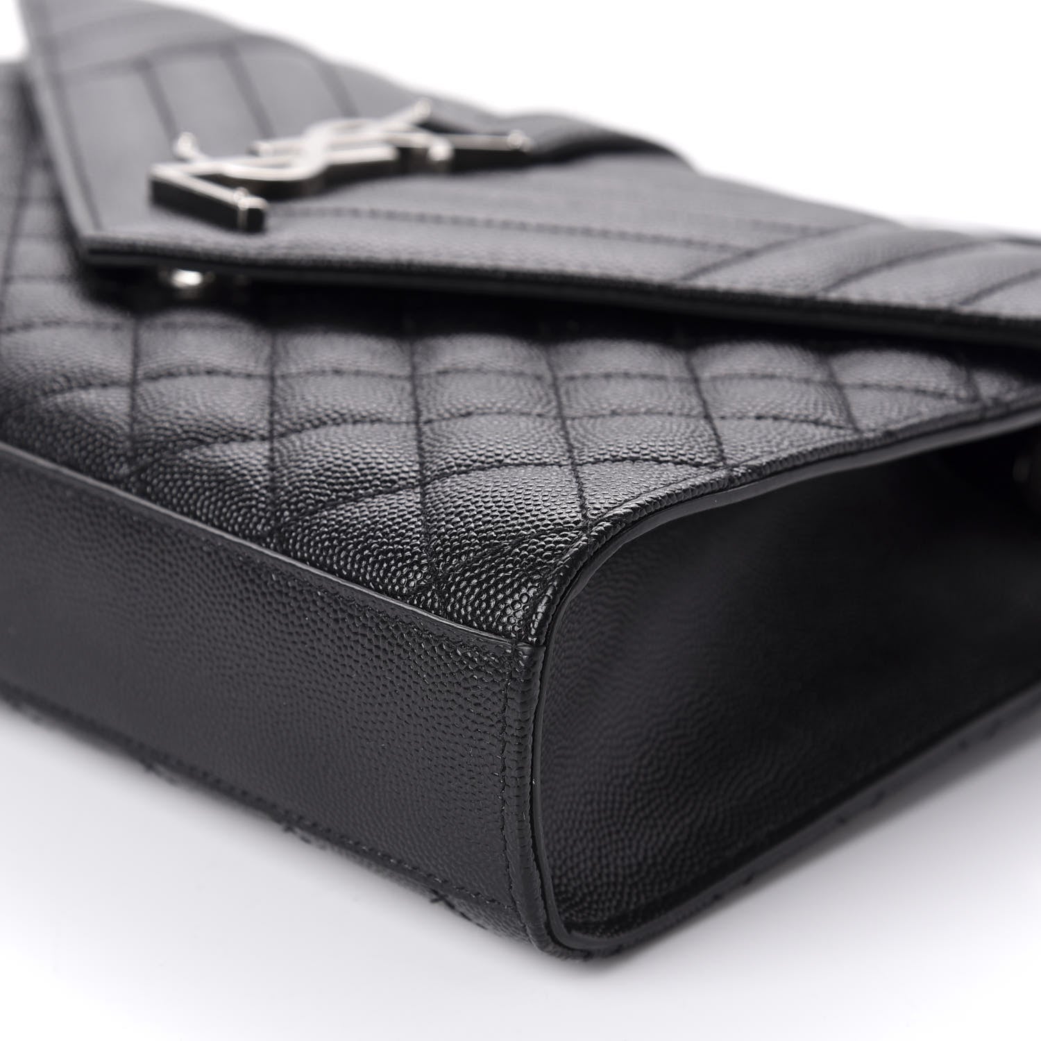 Saint Laurent Grain De Poudre Textured Mixed Matelasse Triquilt Medium Monogram Satchel Black 10 of 11