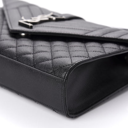 Saint Laurent Grain De Poudre Textured Mixed Matelasse Triquilt Medium Monogram Satchel Black 10 of 11