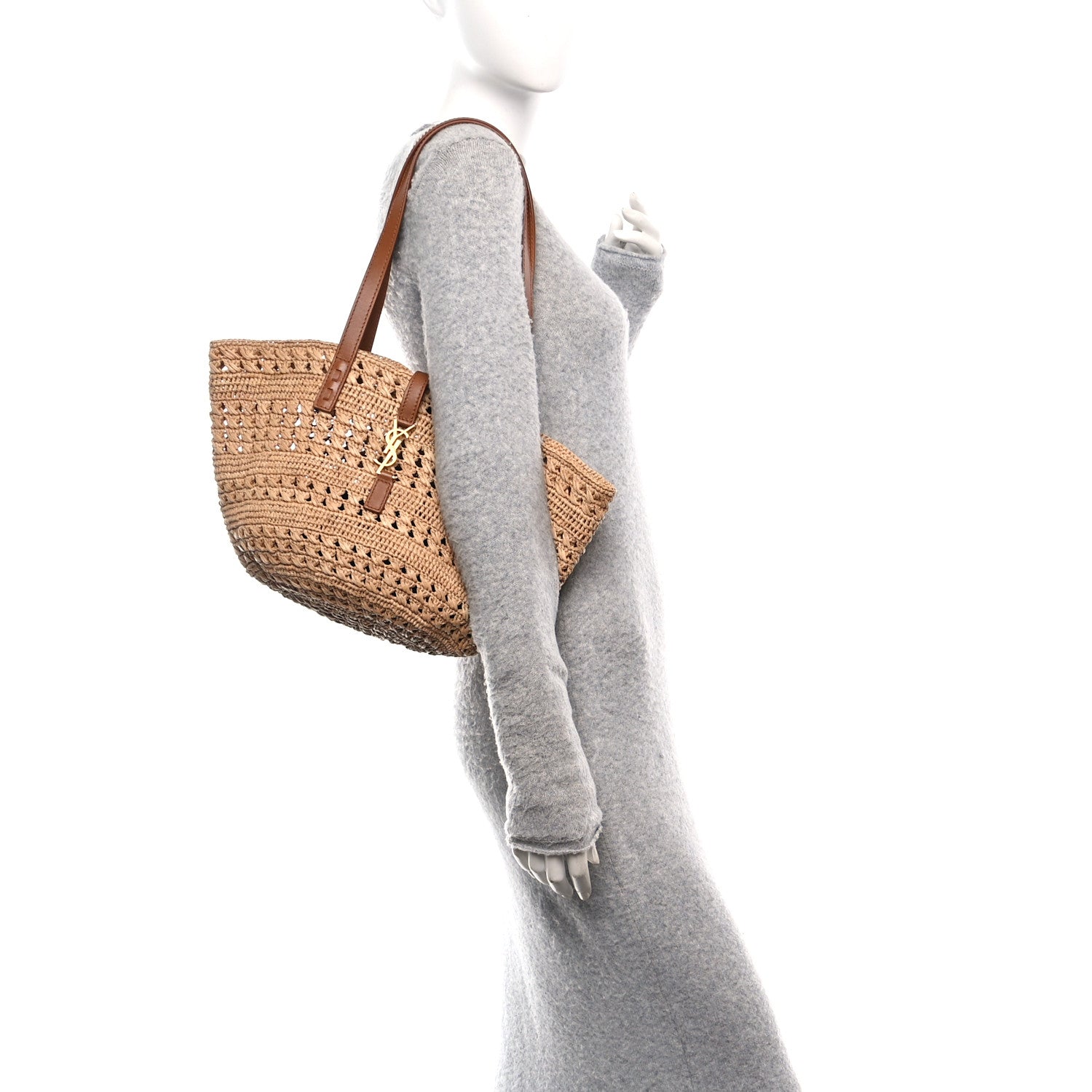 Saint Laurent Raffia Calfskin Small Panier Tote Naturel 2 of 11