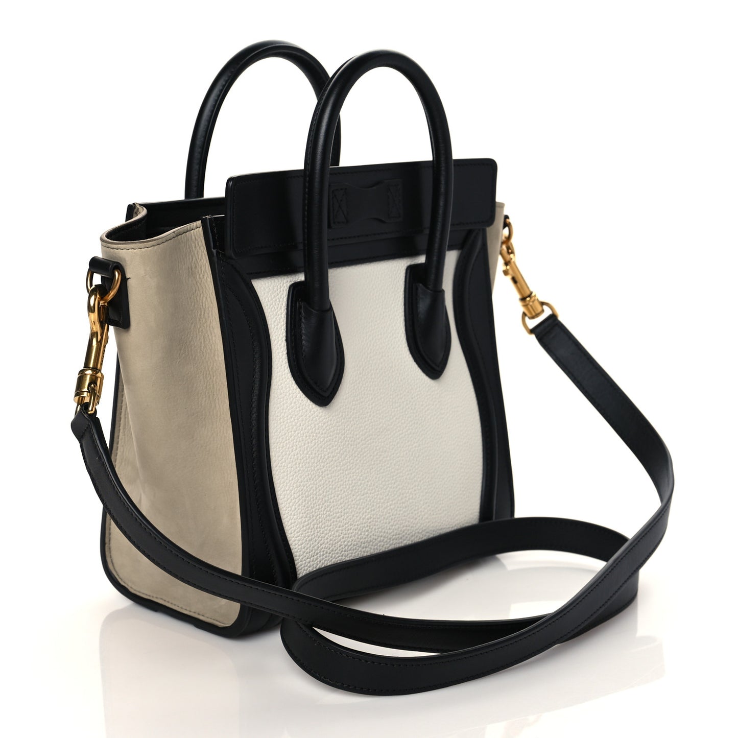 Baby Grained Calfskin Nubuck Nano Tri-Color Luggage White Light Taupe