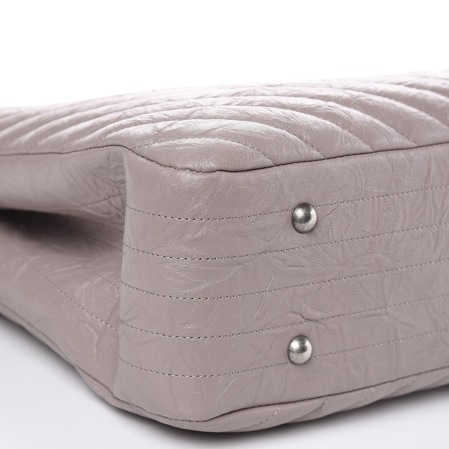 Aged Calfskin Chevron Quilted Timeless Tote Grey