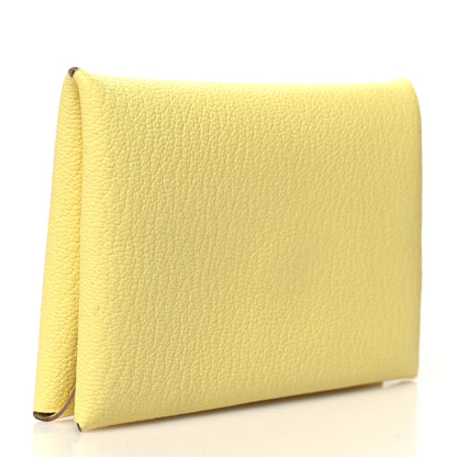 Hermes Chevre Mysore Calvi Card Case Limoncello 3 of 13