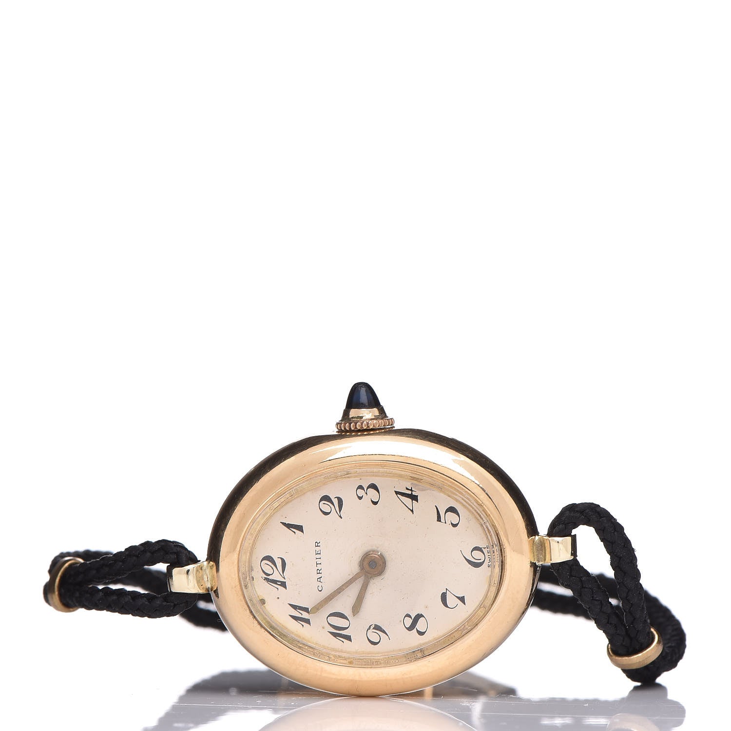 Cartier 18K Yellow Gold Cord 21mm Oval Mechanical Watch 3 of 6