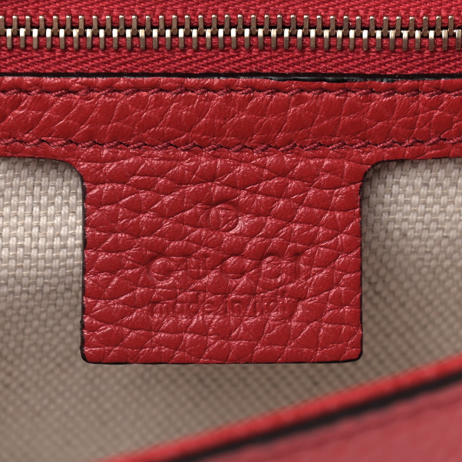 Gucci Pebbled Calfskin Medium Soho Flap Crossbody Vibrant Red 7 of 8