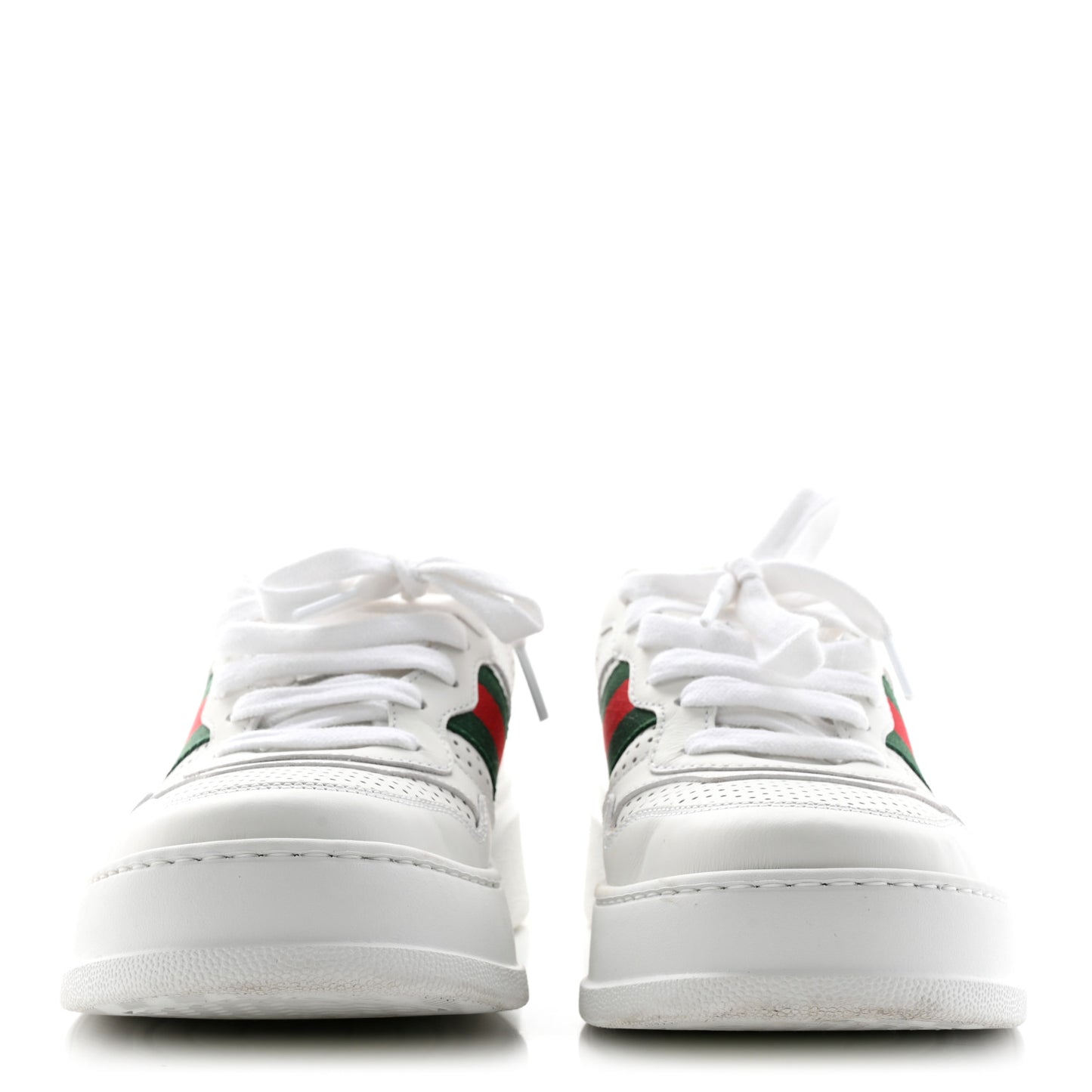 Calfskin Web Perforated Womens Platform 55mm Sneakers 38.5 White Bright Splash