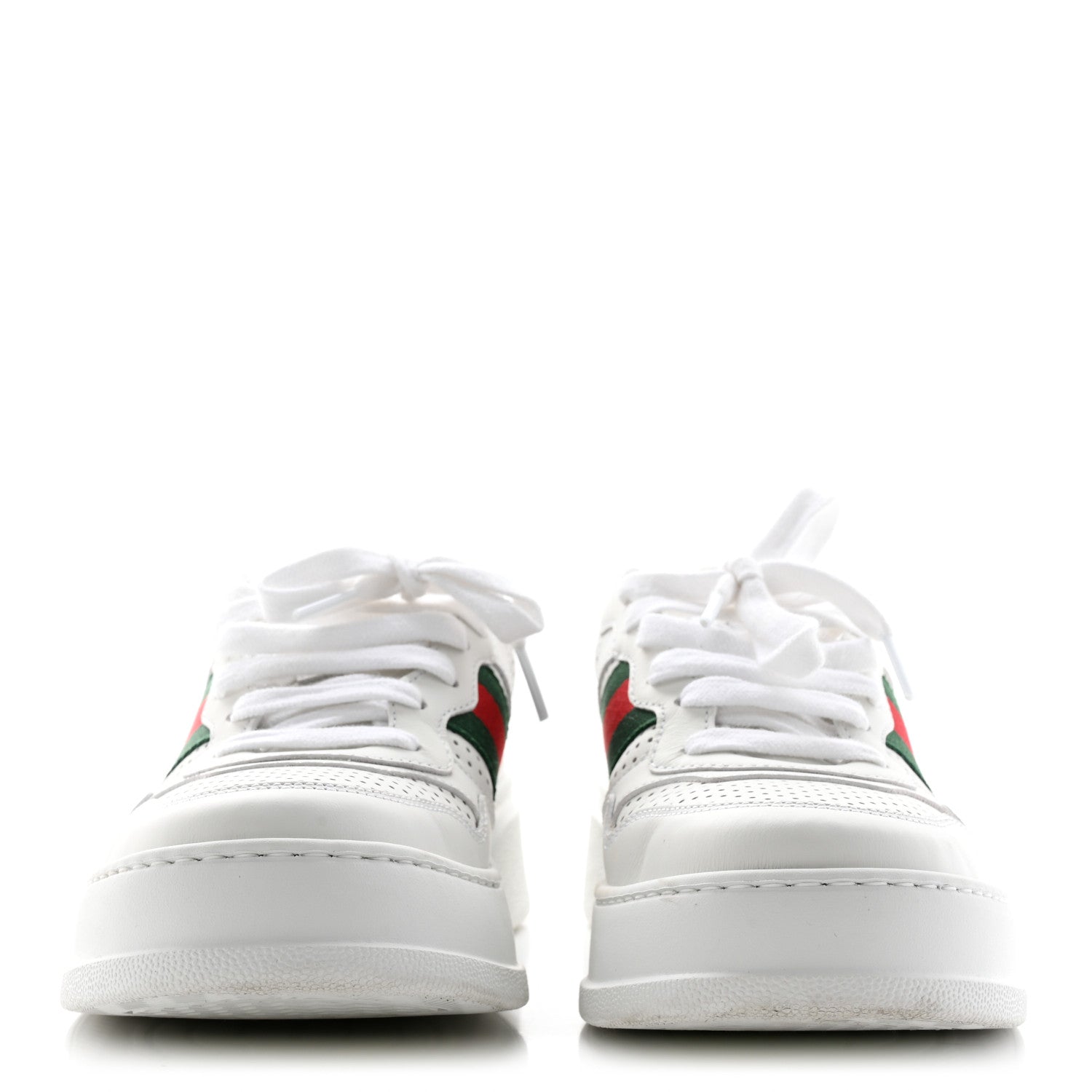 Gucci Calfskin Web Perforated Womens Platform 55mm Sneakers 38.5 White Bright Splash 2 of 14