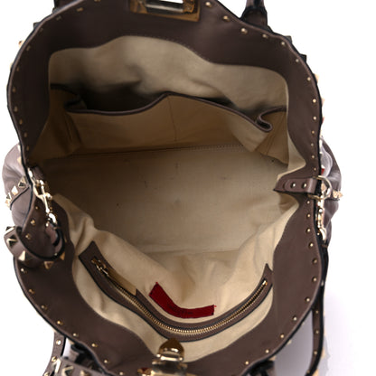 Valentino Garavani Vitello Rockstud Dome Satchel Taupe 4 of 16