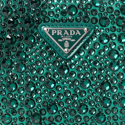 Prada Satin Crystal Cleo Adjustable Strap Shoulder Bag Mango 8 of 10