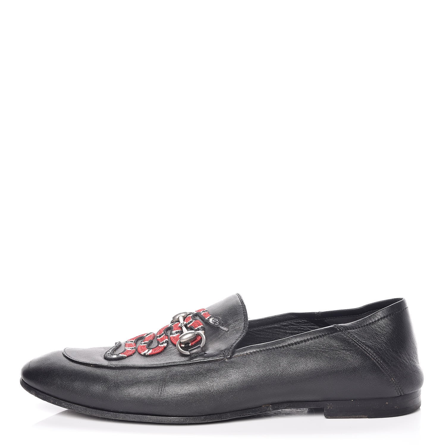 Gucci Lambskin Kingsnake Embroidered Mens Brixton Horsebit Loafers 11 Black 1 of 20