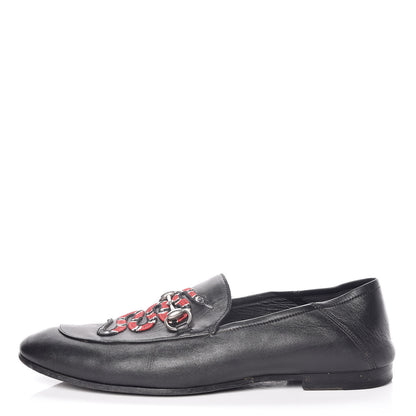 Gucci Lambskin Kingsnake Embroidered Mens Brixton Horsebit Loafers 11 Black 1 of 20