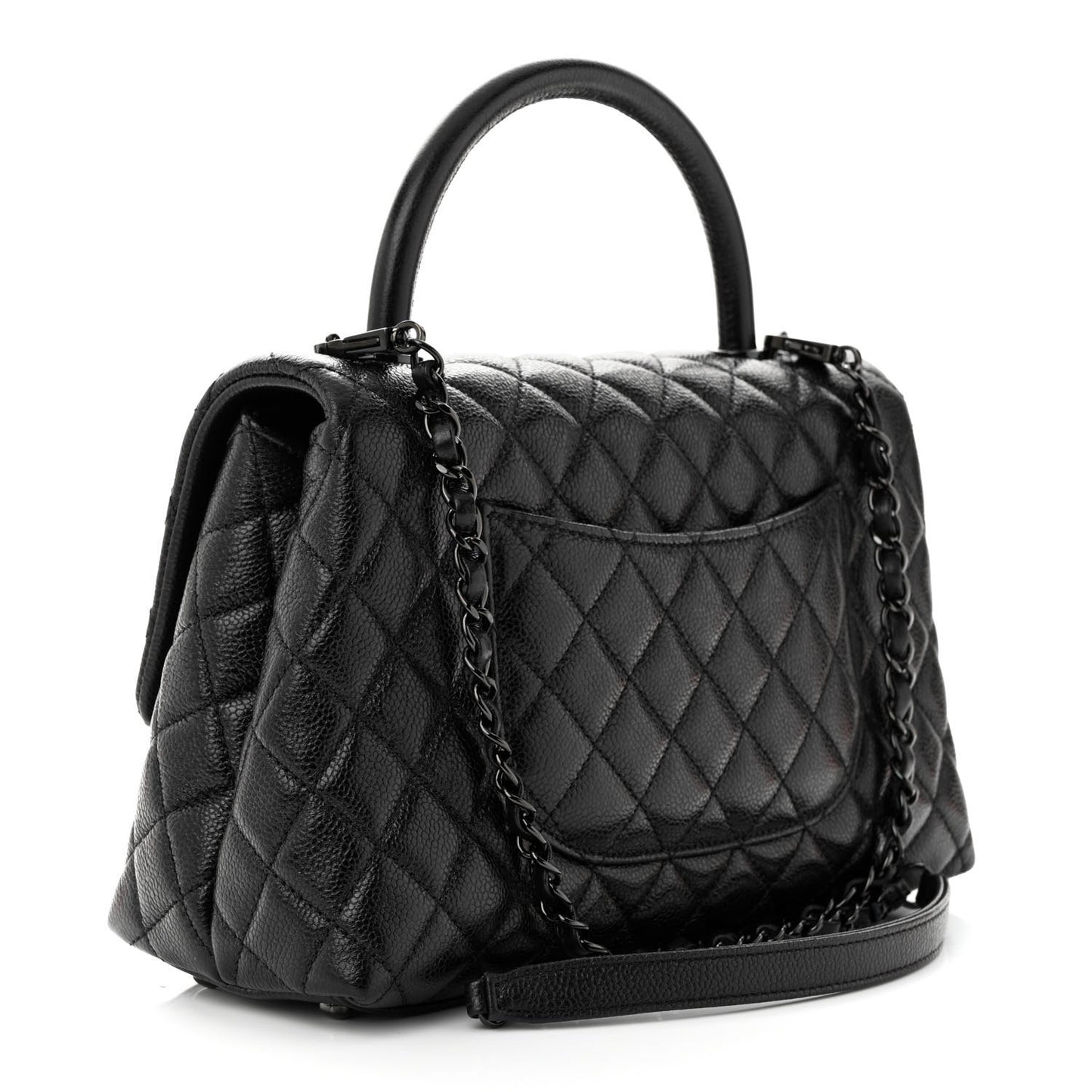 Caviar Quilted Small Coco Handle Flap So Black