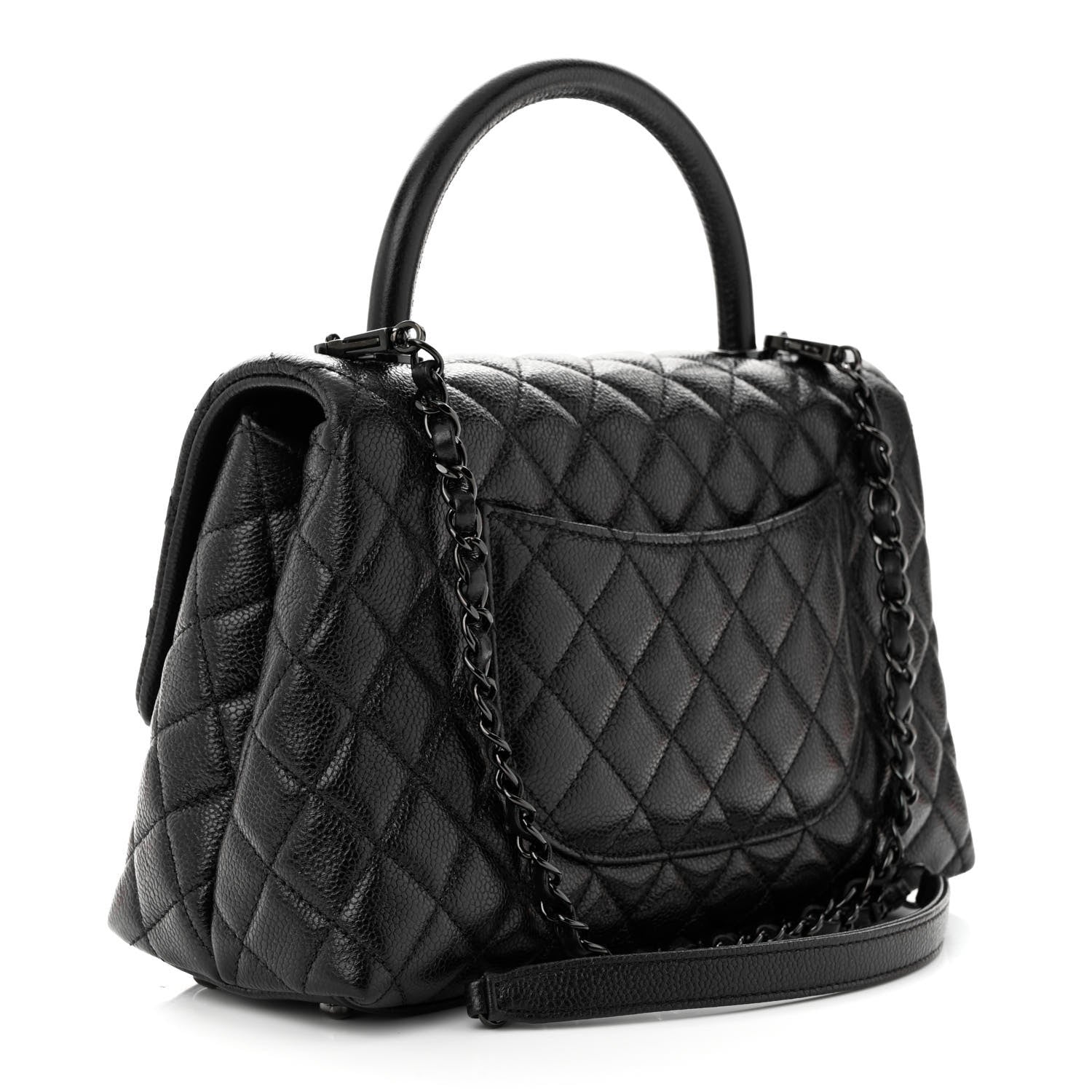 Chanel Caviar Quilted Small Coco Handle Flap So Black 3 of 11