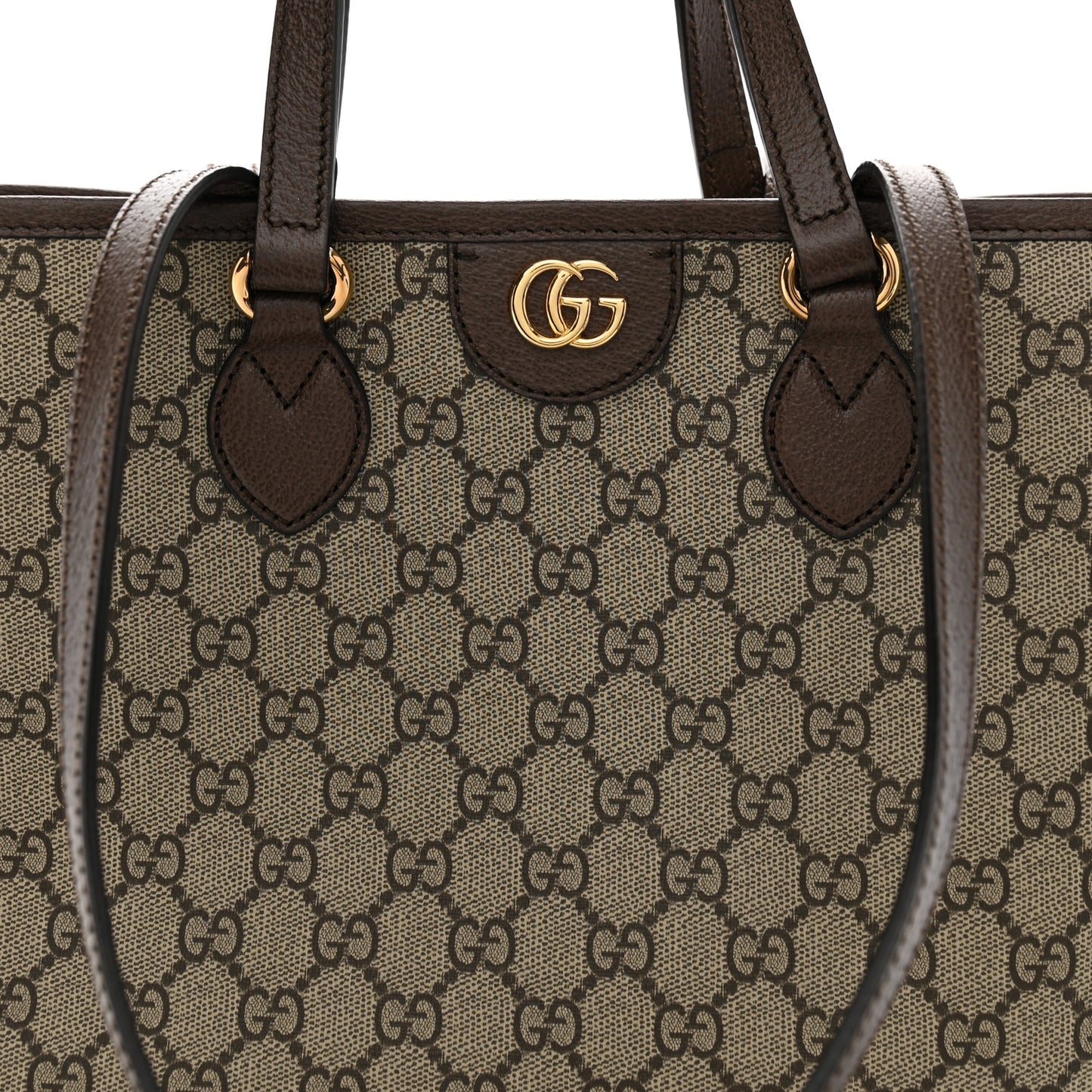 GG Supreme Monogram Textured Calfskin Small Ophidia Shoulder Tote Bag Beige Ebony New Acero