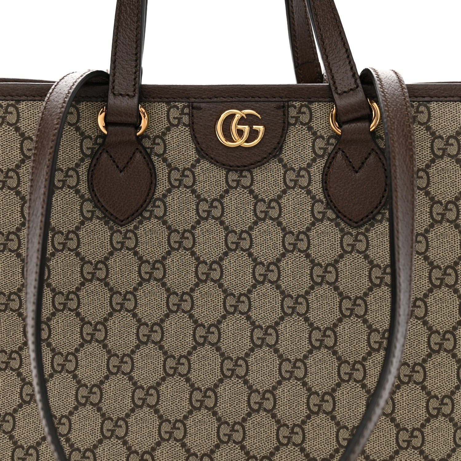 Gucci GG Supreme Monogram Textured Calfskin Small Ophidia Shoulder Tote Bag Beige Ebony New Acero 8 of 11