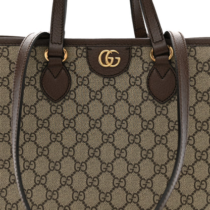 Gucci GG Supreme Monogram Textured Calfskin Small Ophidia Shoulder Tote Bag Beige Ebony New Acero 8 of 11