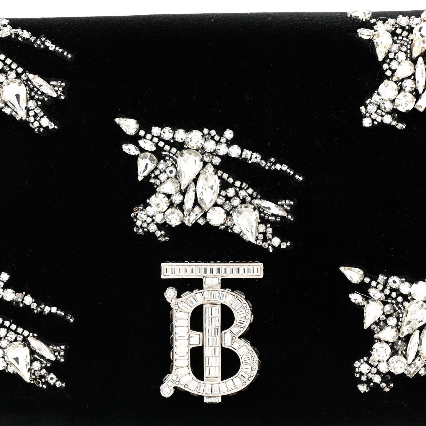 Velvet Crystal Small Lola Bag Black