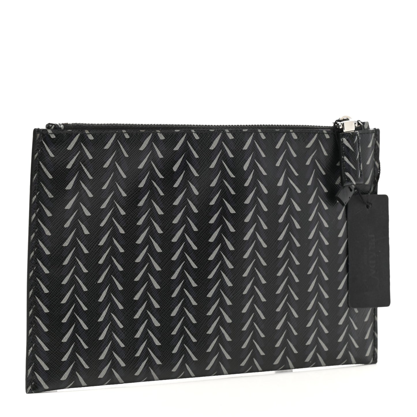 Saffiano Flat Pouch Black Grey