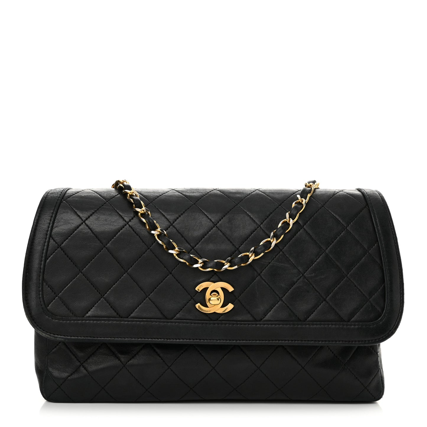 Lambskin Quilted Medium Single Flap Black