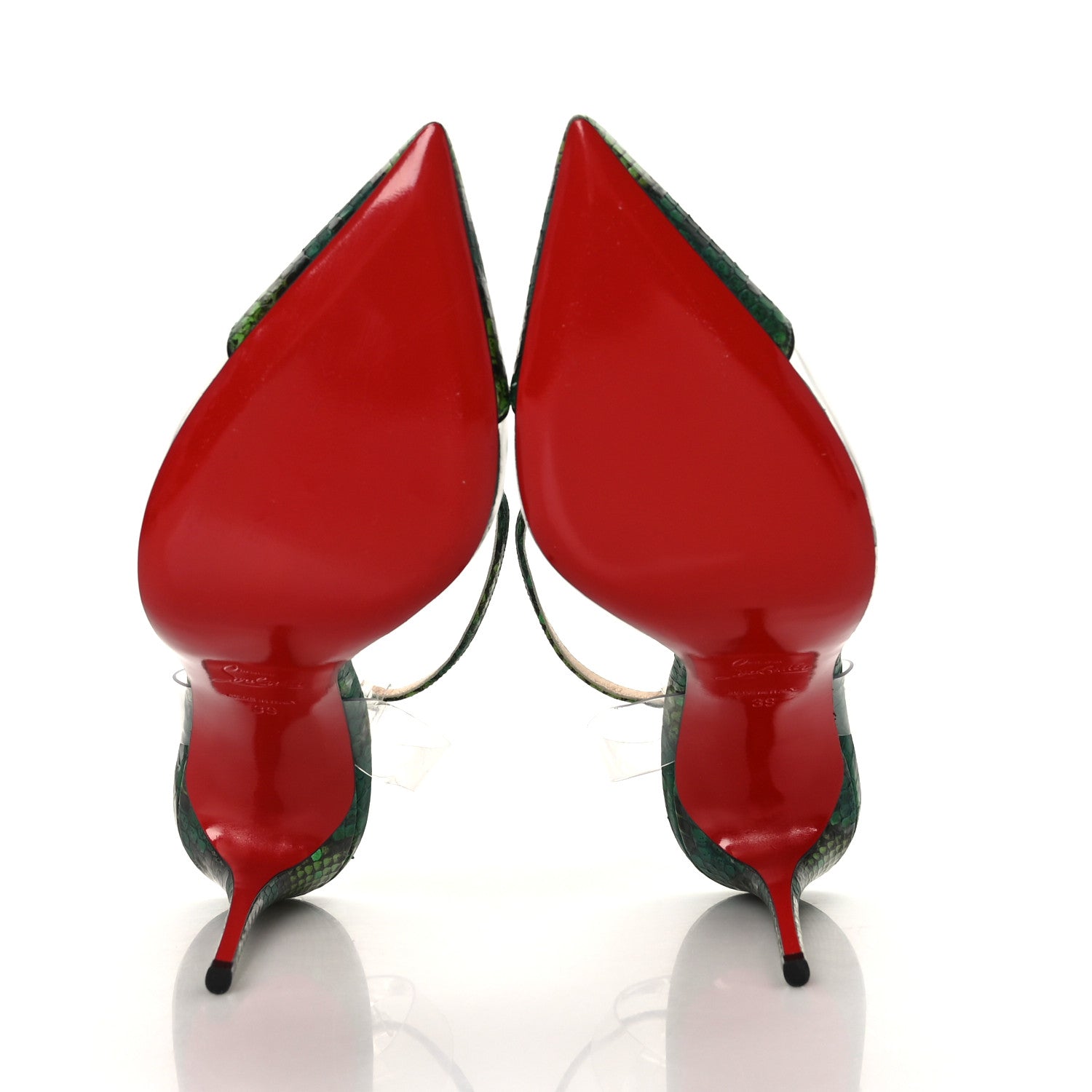 Christian Louboutin Watersnake PVC Nosy 100 Pumps 39 Green 5 of 7
