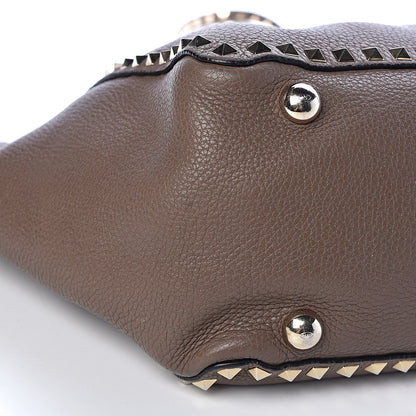 Valentino Garavani Pebbled Calfskin Medium Rockstud Tote Brown 13 of 16