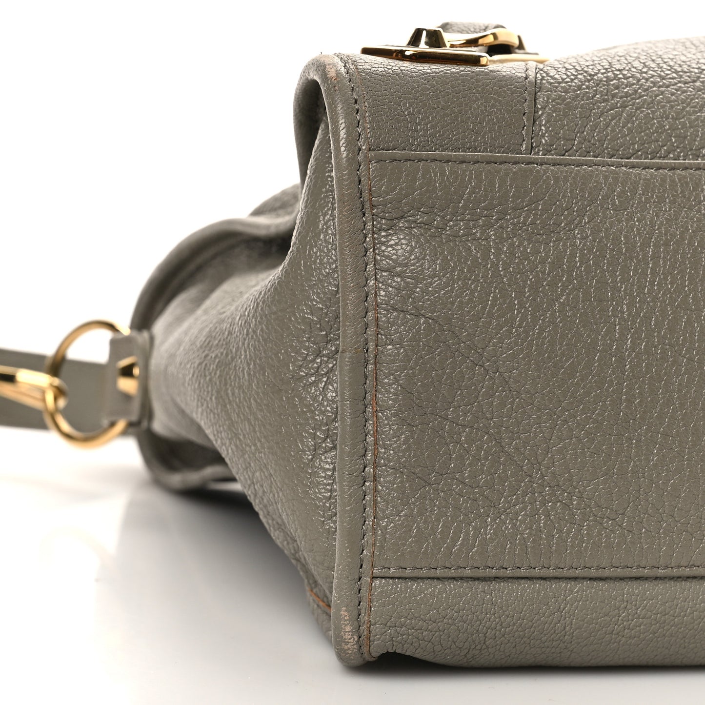 Chevre Gold Metallic Edge Hardware City Gris Taupe