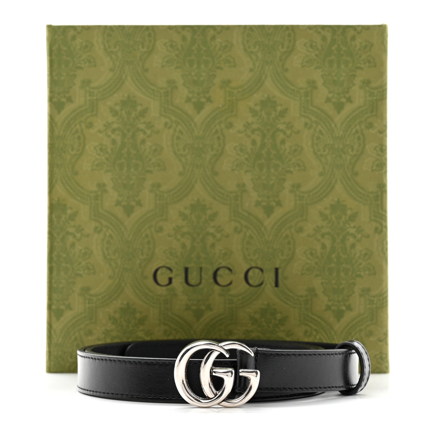 Plutone Calfskin Palladium Double G 20mm Belt 85 34 Black