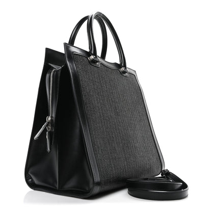 Saint Laurent Raffia Shiny Calfskin Large Uptown Tote Black 3 of 10