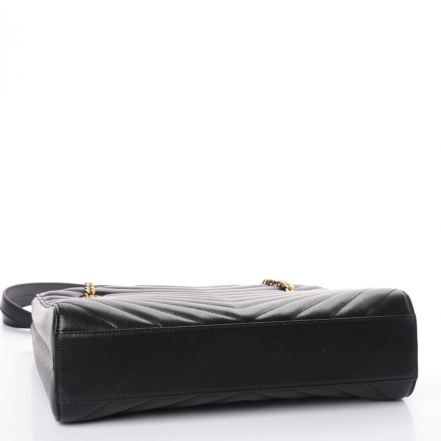 Grain De Poudre Matelasse Chevron Medium Tribeca Shopping Bag Black
