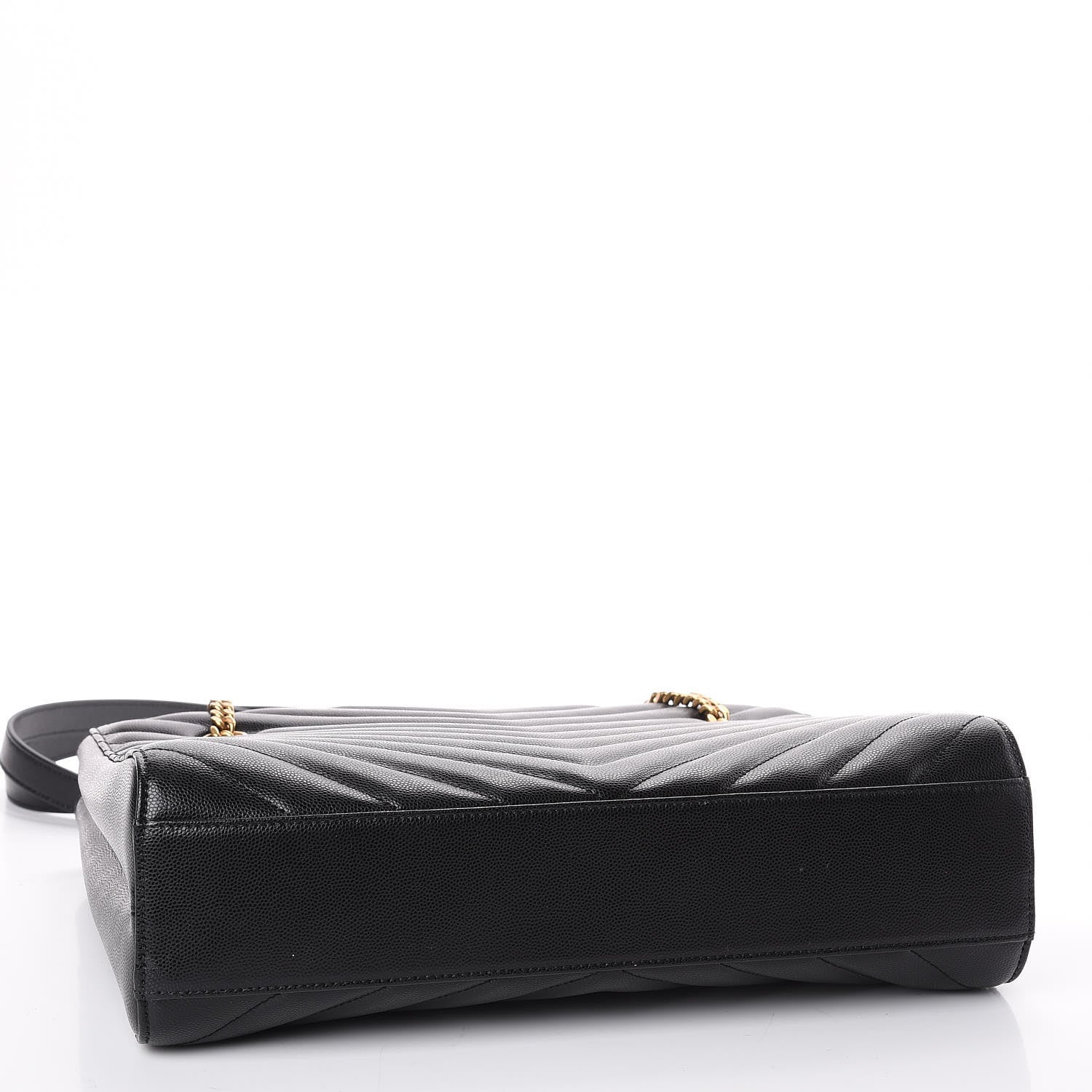 Saint Laurent Grain De Poudre Matelasse Chevron Medium Tribeca Shopping Bag Black 3 of 12