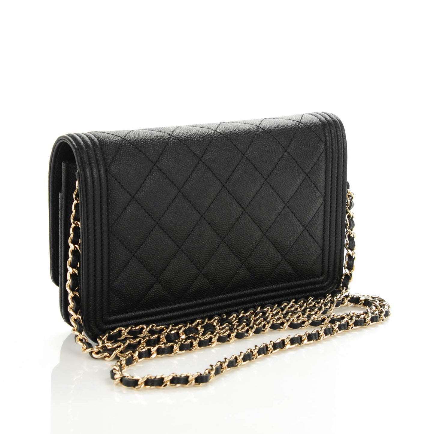 Caviar Quilted Boy Wallet On Chain WOC Black