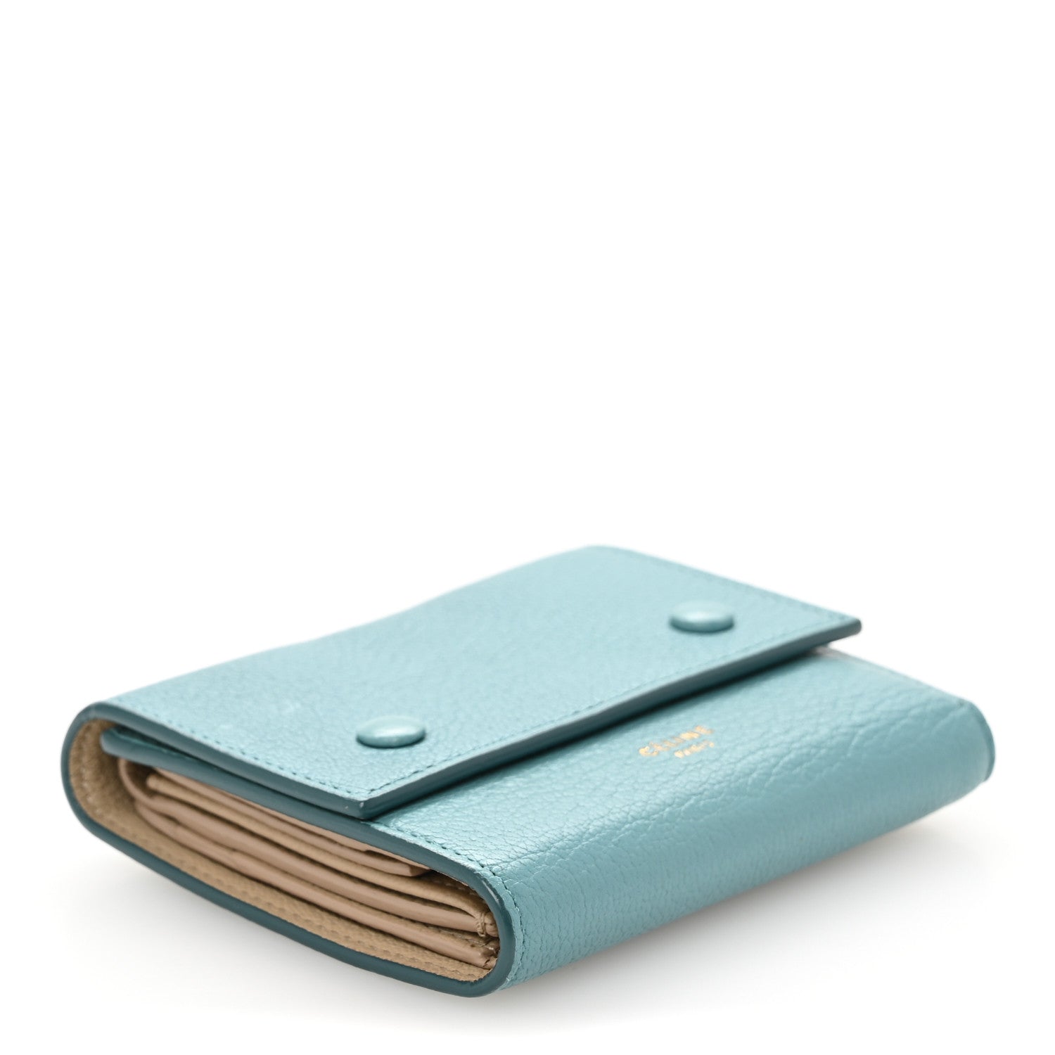Celine Drummed Calfskin Small Multifunction Folded Wallet Light Blue 4 of 9