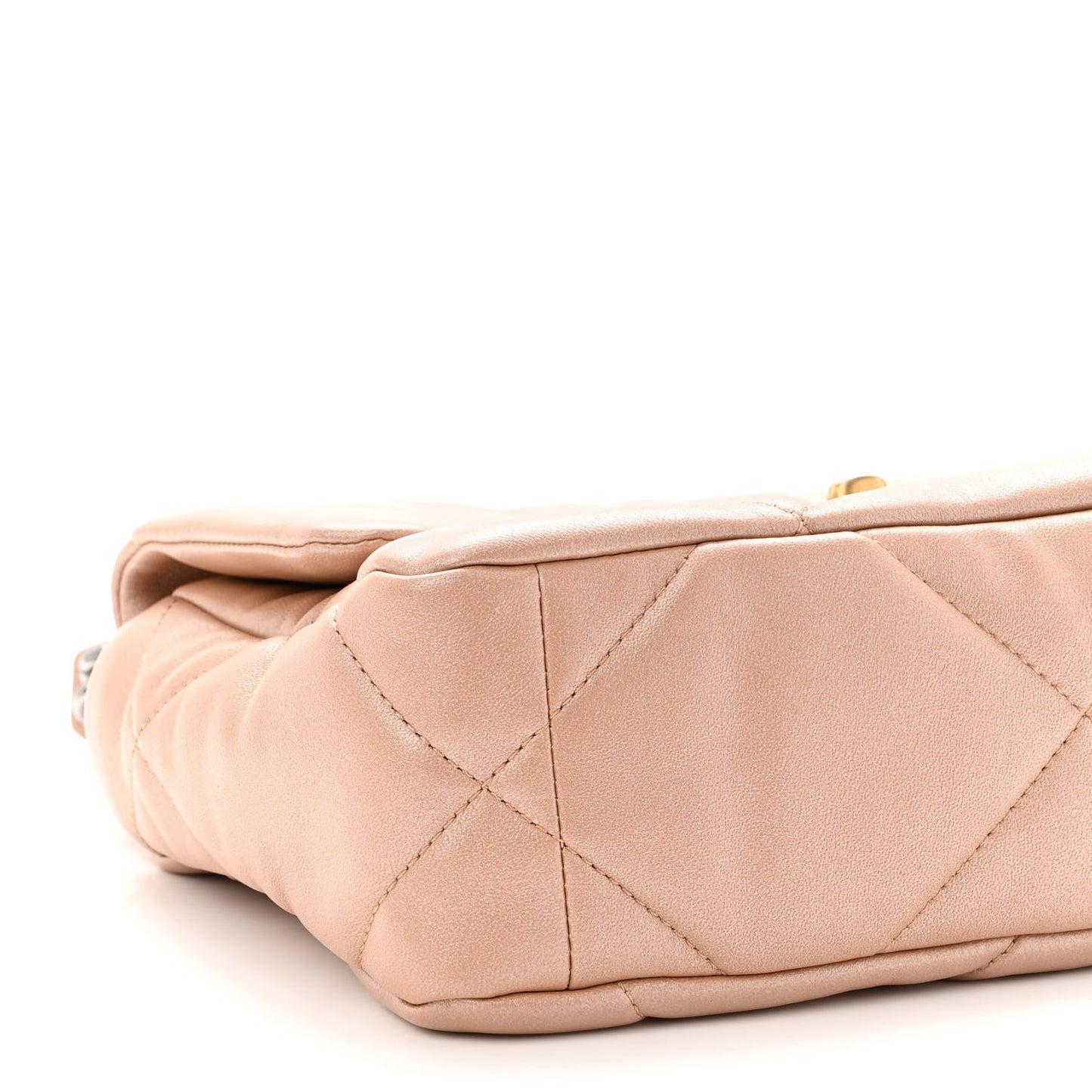 Shiny Lambskin Quilted Medium Chanel 19 Flap Beige