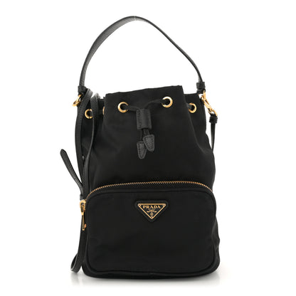 Prada Nylon Vela Saffiano Mini Bucket Crossbody Bag Black 1 of 10